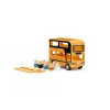 wooden yellow double decker bus toy